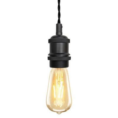 Long Life Lamps Company Industrial Vintage Ceiling Pendant Lamp Holder Matte Black E27 Fitting H3065 - image 1