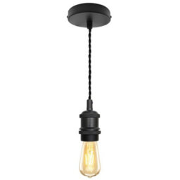 Long Life Lamps Company Industrial Vintage Ceiling Pendant Lamp Holder Matte Black E27 Fitting H3065 - thumbnail 4