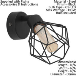 Trendy Quad Ceiling Light With 2 Matching Black Cage Wall Lamps And Amber Glass - thumbnail 3