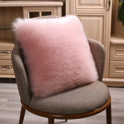 Living And Home Pink Super Soft Fluffy Faux Fur Shaggy Pillow Cases Cute Decorative Throw Pillow With Zipper Closure 45Cm X 45Cm - thumbnail 7