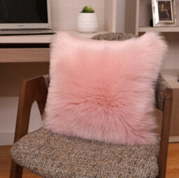 Living And Home Pink Super Soft Fluffy Faux Fur Shaggy Pillow Cases Cute Decorative Throw Pillow With Zipper Closure 45Cm X 45Cm - thumbnail 8