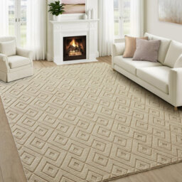 Bedlooms Beige High Low Pile Rug 160X230Cm, Soft Thick Piles,  Zig Zag Pattern, Modern Area Rugs And Living Room Rug - thumbnail 9