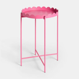 Ohs Scallop Edge Coffee Table Decorative Side Table With Metal Frame - Bright Pink - thumbnail 3
