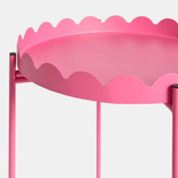 Ohs Scallop Edge Coffee Table Decorative Side Table With Metal Frame - Bright Pink - thumbnail 4