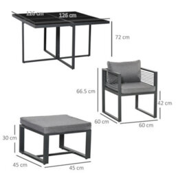 Wyld Haus Sekalu Grey 9-Piece Outdoor Dining Set - Aluminium Frame, Rattan Rope Detailing, Glass-Top Table, Seats 8 - thumbnail 4