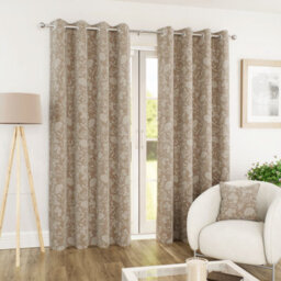Enhanced Living Cuba Floral Trail Print Suede Sand Thermal Blackout Eyelet Curtains (Pair) - 90 X 90 Inch (229 X 229Cm) - thumbnail 1