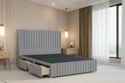 "Nexus Verona Plush Divan, Silver, 54"" Hb + 12"" Fb, 2 Drawers Foot-End, Open Coil Mattress, Small Double" - thumbnail 4