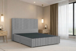 "Nexus Verona Plush Divan, Silver, 54"" Hb + 12"" Fb, 2 Drawers Foot-End, Open Coil Mattress, Small Double" - thumbnail 5
