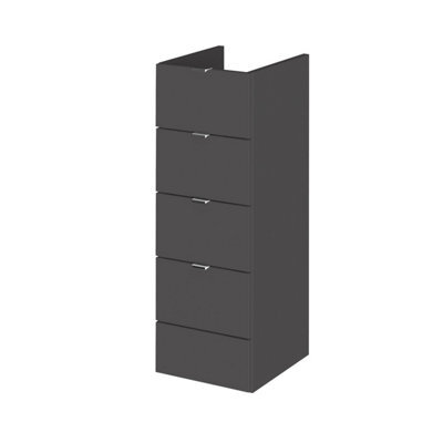 Hudson Reed Fusion Floor Standing 4 Drawer Cabinet, Soft Close, Gloss Grey Painted, 300X355X864mm - image 1