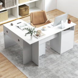 Costway L Shaped Computer Desk 150Cm Corner Study Writing Desk With Letter File Drawer - thumbnail 6