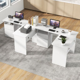 Costway L Shaped Computer Desk 150Cm Corner Study Writing Desk With Letter File Drawer - thumbnail 5