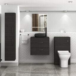 Royal Bathrooms Turin 800mm Wall Mounted Bathroom Vanity Unit With Sink 2 Drawer Hale Black & Milan Black Countertop Basin - thumbnail 3
