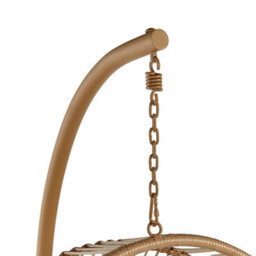 Beliani Hanging Chair With Stand Acri Pe Rattan Beige - thumbnail 9