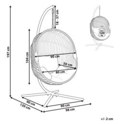 Beliani Hanging Chair With Stand Acri Pe Rattan Beige - thumbnail 3
