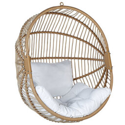 Beliani Hanging Chair With Stand Acri Pe Rattan Beige - thumbnail 7