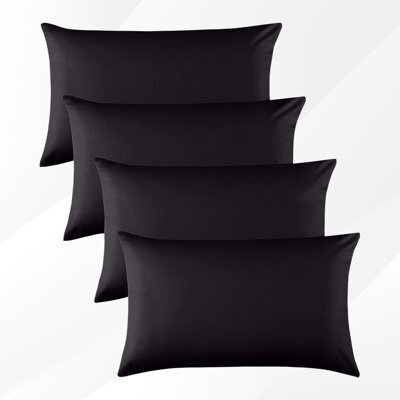 Bedlooms Dyed Pillowcase 2 Pair- Soft Plain Pillow Covers Black Envelop Closure - Easy Care Pillowcase Bedding Set 50X75 Cm - image 1