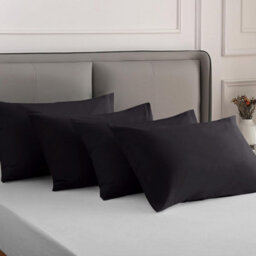 Bedlooms Dyed Pillowcase 2 Pair- Soft Plain Pillow Covers Black Envelop Closure - Easy Care Pillowcase Bedding Set 50X75 Cm - thumbnail 8