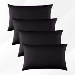 Bedlooms Dyed Pillowcase 2 Pair- Soft Plain Pillow Covers Black Envelop Closure - Easy Care Pillowcase Bedding Set 50X75 Cm - thumbnail 1