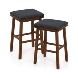 Gainoom 2Pcs 76Cm Brown Bar Stools Pu Leather Padded Upholstered Counter Height Chair - thumbnail 8