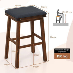 Gainoom 2Pcs 76Cm Brown Bar Stools Pu Leather Padded Upholstered Counter Height Chair - thumbnail 2