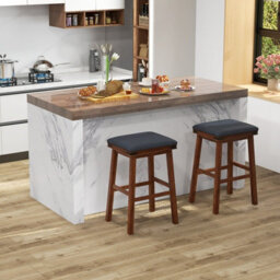 Gainoom 2Pcs 76Cm Brown Bar Stools Pu Leather Padded Upholstered Counter Height Chair - thumbnail 4
