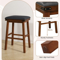 Gainoom 2Pcs 76Cm Brown Bar Stools Pu Leather Padded Upholstered Counter Height Chair - thumbnail 7