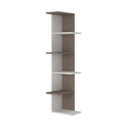 Decortie Saso Modern Corner Bookcase Shelving Unit Display Unit White, Mocha Grey Medium 141(H)Cm - thumbnail 2
