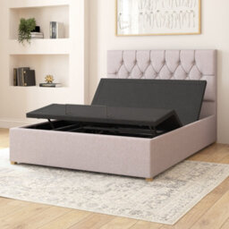 Aspire Olivier Electric Adjustable Bed Upholstered With Pocket Sprung Mattress Uk Made, Eire Linen Grey, Size Single - thumbnail 4