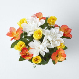 Homescapes Artificial Grave Flowers Set Of 2 Purple, Orange, & White Handcrafted Roses & Peonies In Grave Vases, 30 X 25 Cm - thumbnail 4