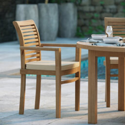 Eterna Luxor Teak Garden Dining Table & 6 Seat Oxford Chair Set - With Black Cushions - thumbnail 4