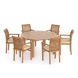 Eterna Luxor Teak Garden Dining Table & 6 Seat Oxford Chair Set - With Black Cushions - thumbnail 5