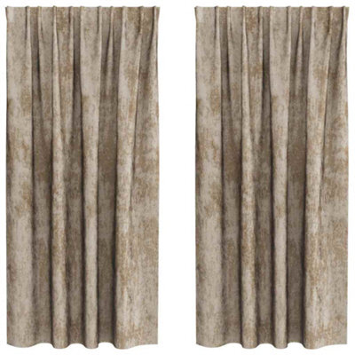 Berkfield Classic Curtain With Curtains 2 Pcs Champagne 175 X 140 Cm Velvet