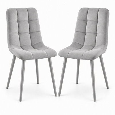 Oira Homes Grey Nova Velvet Dining Chairs Set Of 2 Modern Tufted Kitchen Dining Chairs Dining Room Furniture - image 1