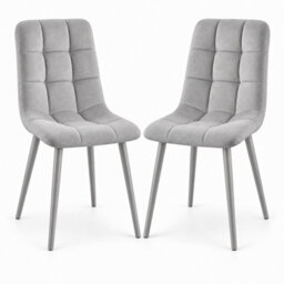 Oira Homes Grey Nova Velvet Dining Chairs Set Of 2 Modern Tufted Kitchen Dining Chairs Dining Room Furniture - thumbnail 1