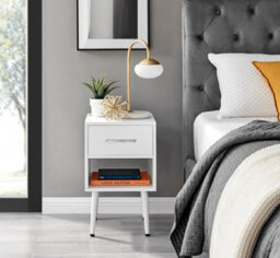 Furniturebox Taylor White Painted Wooden Bedside Table With 1 Drawer Plus Open Storage Space And Silver Handles - thumbnail 2