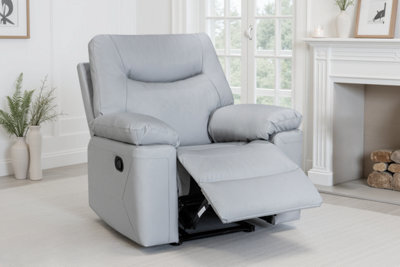 Faux Leather Light Grey Manual Recliner Chair Columbia - image 1