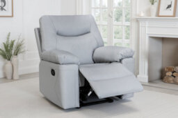 Faux Leather Light Grey Manual Recliner Chair Columbia - thumbnail 2