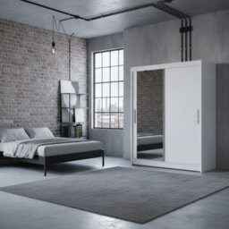 Westa Vi 150Cm White Sliding Door Wardrobe With Mirror And Hanging Rail And Bedroom Storage Unit - thumbnail 1