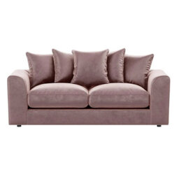 Furnishings For Less UK Brooklyn  Plush Velvet Fibre Fabric 3 Seater Sofa   Pink