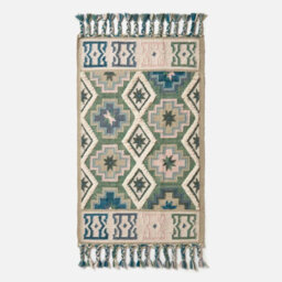 Homescapes Matala Green & Blue Kilim Wool Rug 160 X 230 Cm - thumbnail 2