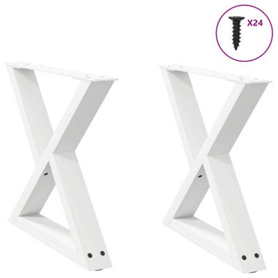 Berkfield Coffee Table Legs 2 Pcs White 60X(42-43.3) Cm Steel - image 1