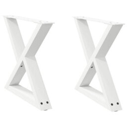 Berkfield Coffee Table Legs 2 Pcs White 60X(42-43.3) Cm Steel - thumbnail 2