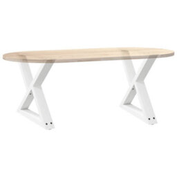 Berkfield Coffee Table Legs 2 Pcs White 60X(42-43.3) Cm Steel - thumbnail 8