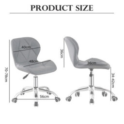Modern Cushioned Computer Desk Office Chair Chrome Legs Swivel Adjustable Stool - thumbnail 2