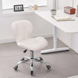 Modern Cushioned Computer Desk Office Chair Chrome Legs Swivel Adjustable Stool - thumbnail 6
