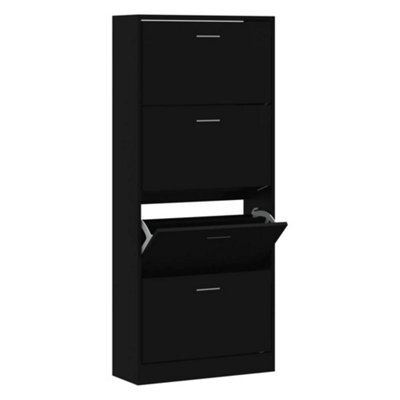 Berkfield Modern Shoe Cabinet Black 63X24X147 Cm Engineered Wood