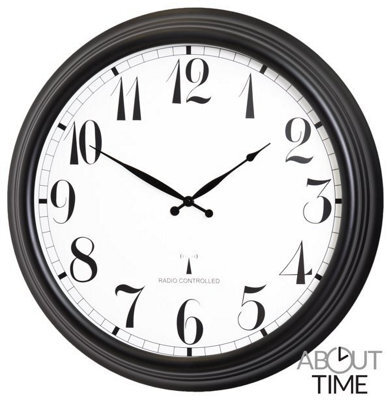 Primrose Large Black Outdoor Garden Wall Clock 57Cm Perfect Time Radio Controlled - image 1