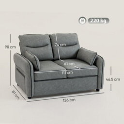 Wyld Haus Pamazi Grey Faux Leather 2-Seater Sofa - Modern Compact Loveseat With Black Piping - thumbnail 3