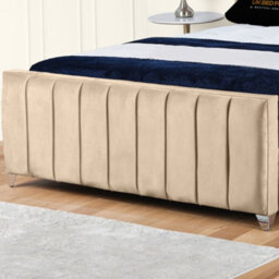 UKBEDFURNITURE Empire Wingback Beige Plush Valvet Upholstered Gas Lift Ottoman Storage Bed With 10 Inch Orthopedic Mattres - 48 Inch Headboard - thumbnail 3