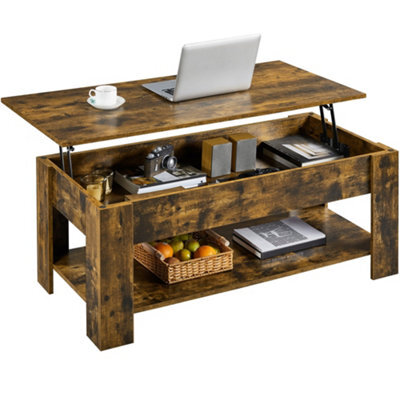 Yaheetech Wooden Lift Top Coffee Table With Storage For Living Room Rustic Brown - image 1